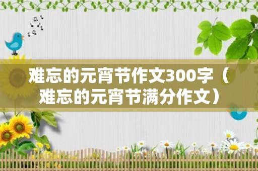 难忘的元宵节作文300字（难忘的元宵节满分作文）