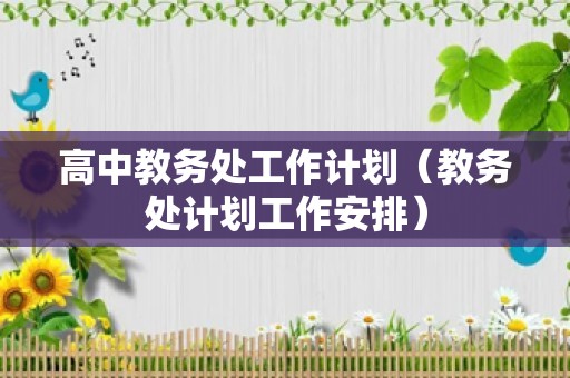 高中教务处工作计划（教务处计划工作安排）