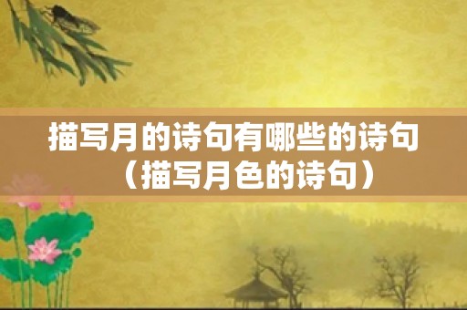 描写月的诗句有哪些的诗句（描写月色的诗句）