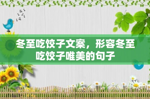 冬至吃饺子文案，形容冬至吃饺子唯美的句子