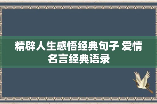 精辟人生感悟经典句子 爱情名言经典语录