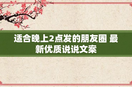 适合晚上2点发的朋友圈 最新优质说说文案