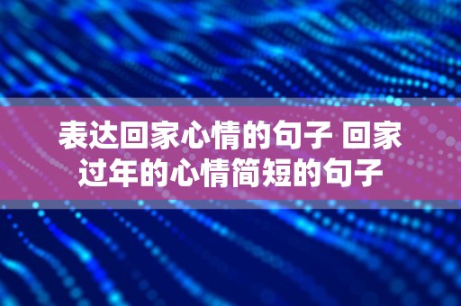 表达回家心情的句子 回家过年的心情简短的句子