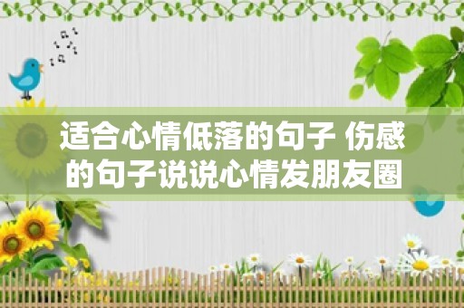 适合心情低落的句子 伤感的句子说说心情发朋友圈