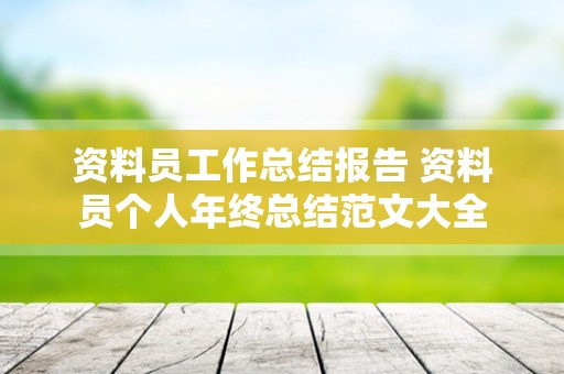 资料员工作总结报告 资料员个人年终总结范文大全