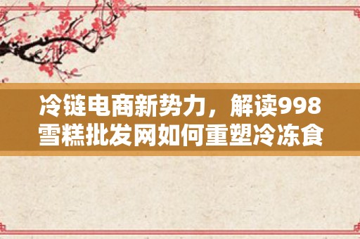 冷链电商新势力，解读998雪糕批发网如何重塑冷冻食品供应链格局